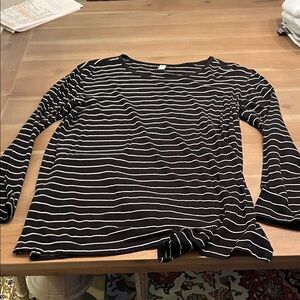 BP Black and White Striped Long Sleeve Top